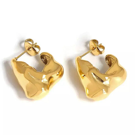 Wholesale New Trendy 18K Gold Plated Retro Irregular Stud Earrings Fine Stainless Steel Jewelry for Women's Party