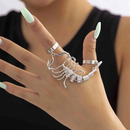Scorpion Chain Ring for Women Index Finger Punk Style Gothic Knuckle Joint Finger Adjustable Scorpid Ring