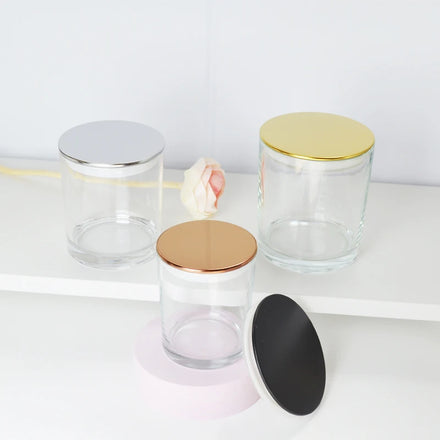 Round Bottom ECO-friendly Christmas Candle Making Glass Jar with Bamboo Wooden Lid Clear Glass for Home Decoration