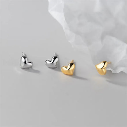 SP Cute Korean Style Heart Design Jewelry 925 Sterling Silver Heart Stud Earrings for Girls