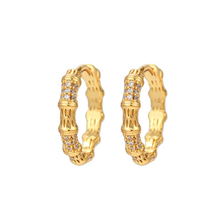 Manufacturers Women Trendy Jewelry Geometric Ear Clip Buckle Brass 18k Gold Zircon Huggie Earring Retro Diamond Hoop Earrings