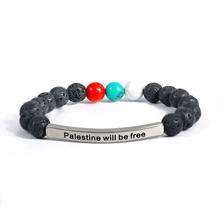Custom Personalized Handmade Natural Stone Stainless Steel Inspirtional Charm Engraved Name Logo Stone Beads Bracelet