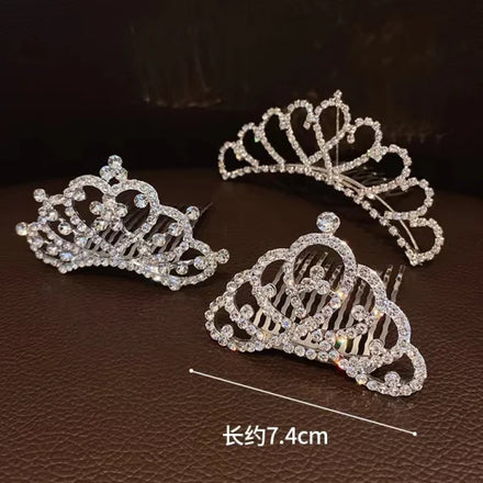 Korean Design Factory Wholesale Price Diamond Girl Comb Crown Metal Alloy Hair Tiara for Children