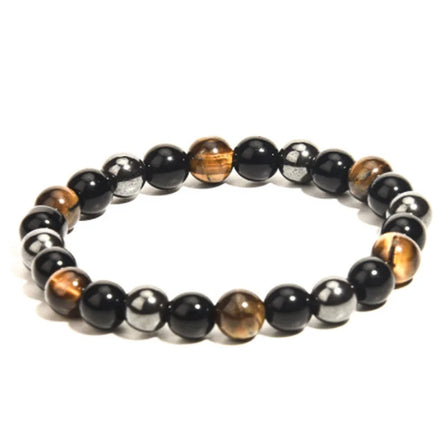 Wholesale Natural Tiger Eye Obsidian Beaded Bracelet for Men Stretch Black Design for Weddings and Gifts