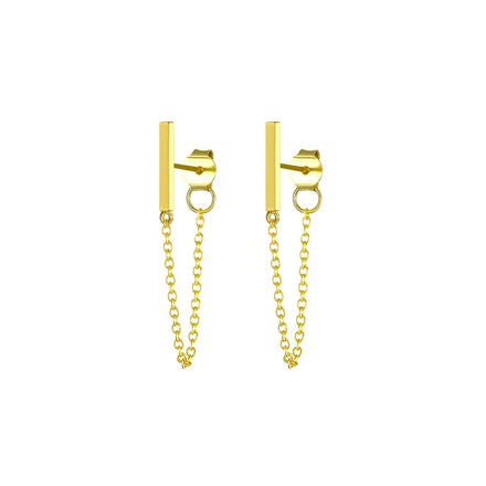 Fenny Elegant Tassel Chain Dangle Bar Stud Earring Fast Delivary Europe and America Hot Sell Silver Jewelry