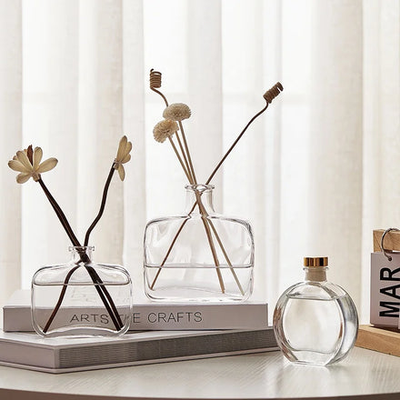 Wholesale Luxury Diffuser Glass Bottle Home Fragrance Reed Diffuser Empty Transparent Glass Bottle Square Aroma Bottles With Cap