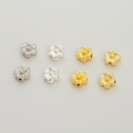 18K Gold Plated Silver Plated Peach Blossom Through Hole Beading for DIY Jewelry Accessories Round Shape Spacer Bead
