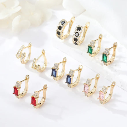 14K Gold Plated Fashion Jewelry Hoop Earing Cubic Zircon Earrings Jewelry Accessories for Women