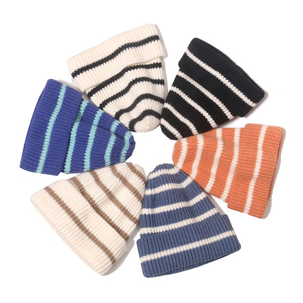 Striped Color Knitted Sports Beanie Warm Soft Knit Hat Jacquard Beanie