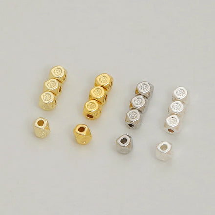 14K Gold Plated Octagonal Bead Jewelry Making Multi Sided Small Crimp & End Jewelry Finding DIY Jewelry Spacer Beads