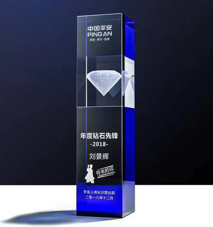 Custom Crystal Glass Square Plaque Trophy 3D Laser Engraved Logo Text for Corporate Awards Employee Gifts Souvenir Home Decor