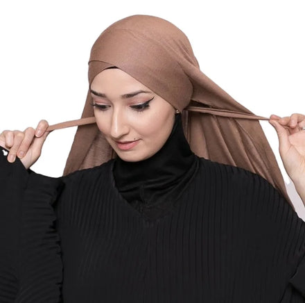 New Instant Tie Back Cotton Jersey Hijab Crisscross Front Ready to Wear Hijab Head Scarf Malaysian Women Tudung Shawl