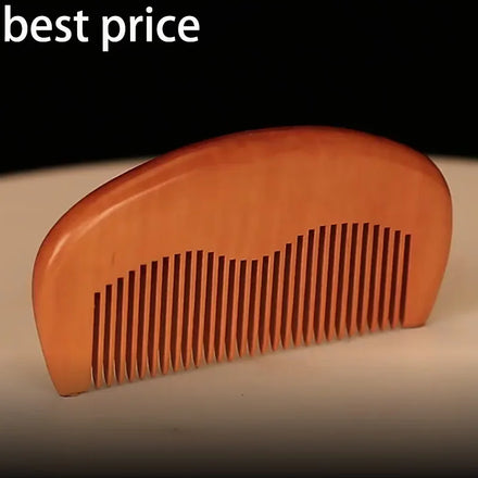Wholesale Custom Private Label Natural Peach Wood Pocket Beard Comb Fine Tooth for Home Salon Travel Use Lice Comb