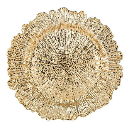 Wholesale Modern 13inch Restaurant Underplate Wedding Reef Gold Glass Crystal Charger Plate