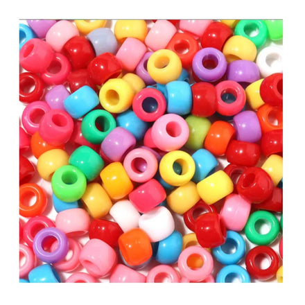 100pcs Rainbow Color Acrylic Big Hole Beads 6*9mm Kids Plastic Hair Beads for DIY Craft Project Necklace Bracelet Jewelry Making