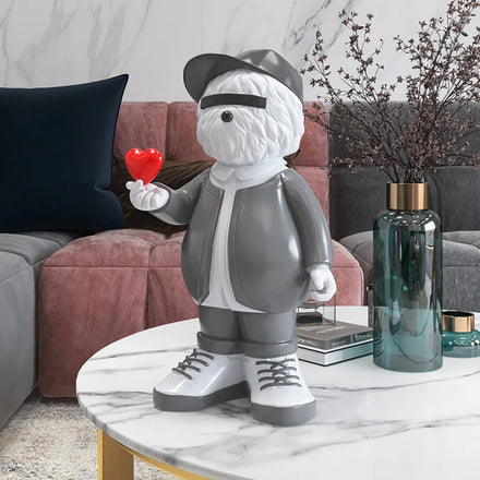 Hot Sale Valentine's Day Gift Heart Bear Resin Sculpture 39cm Home Decoration Resin Crafts Sculpture