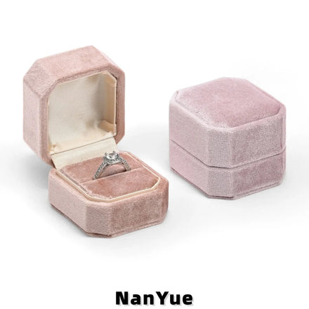 Wholesale Octagonal Velvet Ring Box Flip Top Octagon Proposal Engagement Ring Box Custom Logo Wedding Jewelry Gift Packaging Box