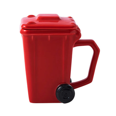 Novelty Trash Can Shape 3D Ceramic Mug with Tray HANDGRIP Racing Car Design 400ml Capacity Color Box Packaging