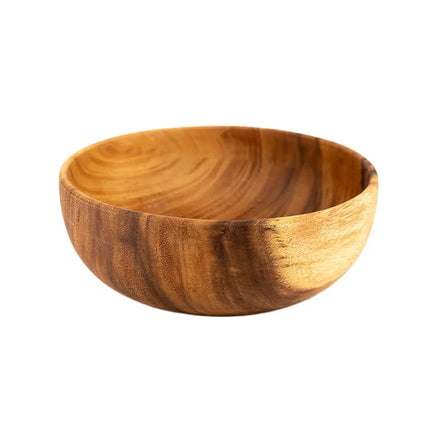 Luxury Japan Style Acacia Wood Bowl Set Polished Natural Wooden Food Plate Dish for Soup Fruit Salad Sustainable for Home Use