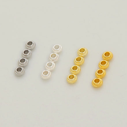 14K Gold Plated UFO Shaped Loose Beads for DIY Handmade Jewelry Finding Round Pattern Spacer Bead