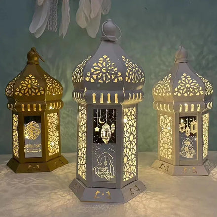 2023 New Style Gold Ramadan Party Iron Handmade Eco-friendly Home Decoration Lamp Ornament 30*14.2*12.3cm Eid Mubarak