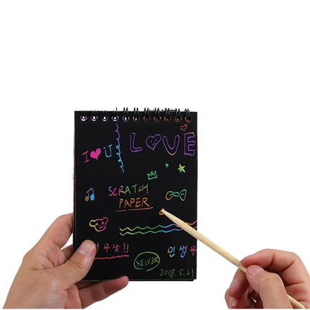 Novelty Gift School Note Book DIY Magic Drawing Books Scratch Notebook With Pencil