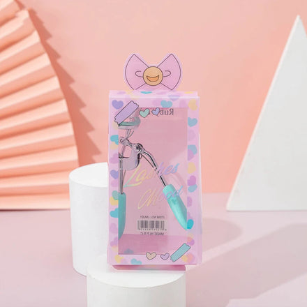 Eyelash Curler Mini Size Silicone Cute Warped Easy Use Eyelash Safe Suitable for Beginner Metal Handle Sequined Makeup Tool
