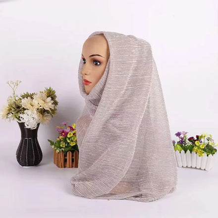 XINMING Pleated Elastic Shimmer Shiny Wrinkle Shawl Lurex Glitter Scarf Crinkle Scarves Muslim Hijab