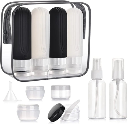 15 Pack TSA Approval Travel Set Bottle Travel Kit Accessories Toiletries Bottle Set Refillable Silicone Travel Bottles Set