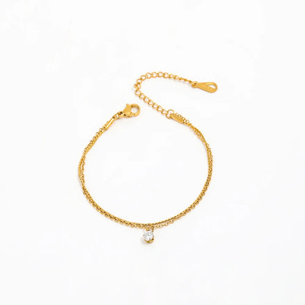 Fenny No Fade PVD Plated Permanent Double Layer Zirconia Pendant Bracelet Trendy Bracelet Stainless Steel Jewelry Wholesale