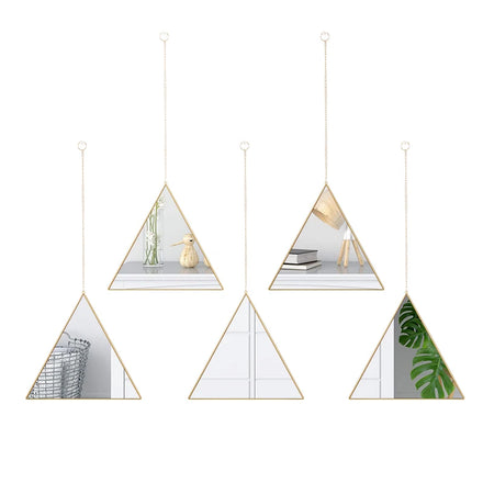 In Stock Modern Gold Triangle Wall Art 5PCS Plastic Framed Wall Mirrors Set for Home for Bedroom and Living Room for Hotels