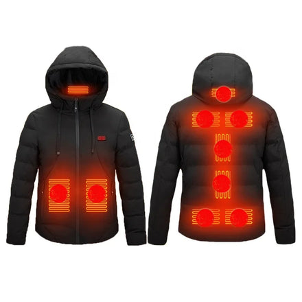 Men's Coats Windproof Waterproof Breathable Insulated Heated Quilted Jacket Stand Collar 9 Zones Thick Long Sleeves Hood Casual