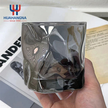 Ready to Ship 280ml Lead-Free Transparent Whisky Glass with Crystal Grey Twisted Design Custom Logo Carton Packing in Stock