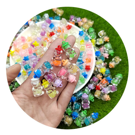 Resin 3D Cartoon Bear Cup Bottle Charms Drink Bottle Pendant for Earring Bracelet Keychain Diy Findings