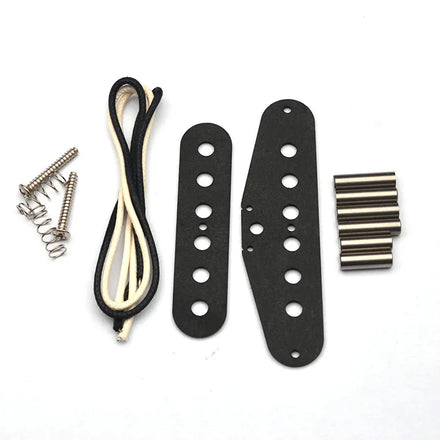 Electric Pickup DIY Kits- ST Staged Top Single Coil Alnico V Pickup Black Fiber Bobbin/Alnico V Pole Piece/Cable Pickup Kits