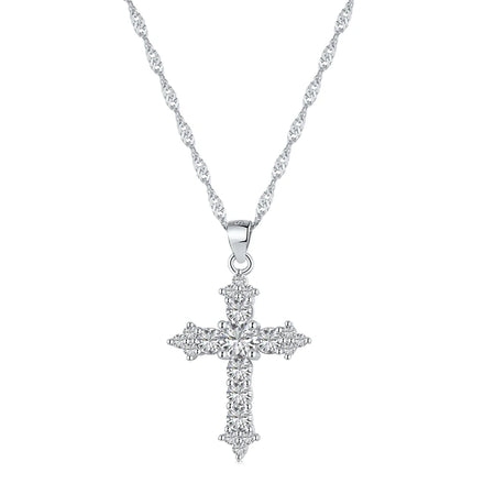 Dylam Women Fine Jewelry 18K Gold Plated 925 Sterling Silver Cross Pendant Necklace With Infinite Elements Zirconia