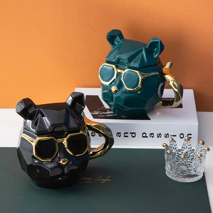 Hip-hop Cool Dog Coffee Mug 500ml Peculiar Shape Lid Gift Ceramic Novelty Color Box HANDGRIP Hot Water Cold Water