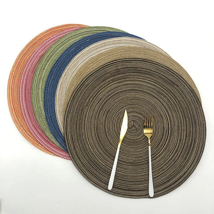 Classic Round Braided Eco-Friendly Polyester Placemats for Dining Tables Woven Heat Resistant