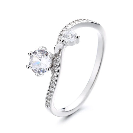 925 Sterling Silver Ring Ladies Zircon Engagement Ring Silver Jewelry
