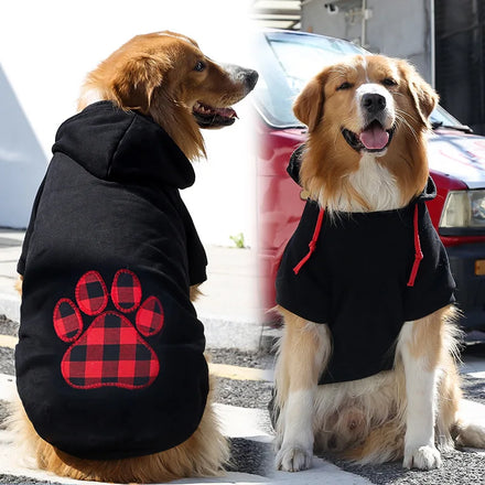 Wholesale Autumn Winter Red and Black Plaid Golden Retriever Big Dog Oversized Pitbull Dog Hoodie Sweatshirt for Small Large Dog