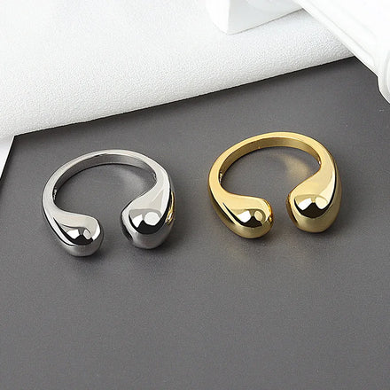 SC Hot Selling Fashion Silver Gold Geometric Rings Trendy Smooth Open Rings Vintage Finger Statement Rings for Women