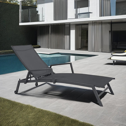 Garden Hotel Sun Lounger Armrest Lightweight Iron Frame Comfortable Curved Handrail Design Adjustable Backrest Coastal Exterior