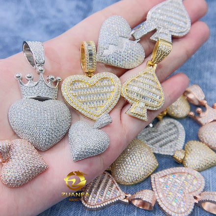 Hip Hop Jewelry Fashion Hot Sale Necklace Heart Shape S925 Moissanite Diamond Pendant With Classic Hip Hop Pendant