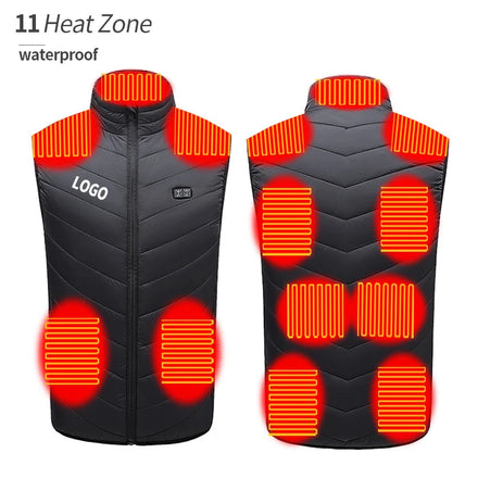 11 Zones Heated Vest Jackets Custom logo Men Waterproof Self Heated Clothing for Winter