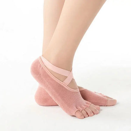Cmax Women Solid Color Anti Slip Durable 5 Toes Toeless Spandex Knitted Custom Design Ballet Yoga Socks Worldwide