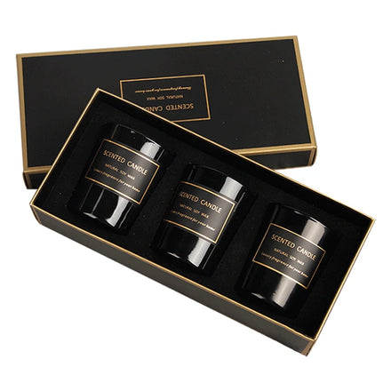 Custom Paper Hard Cardboard Holographic Matte Black Wax Scented Candles Gift Boxes Packaging