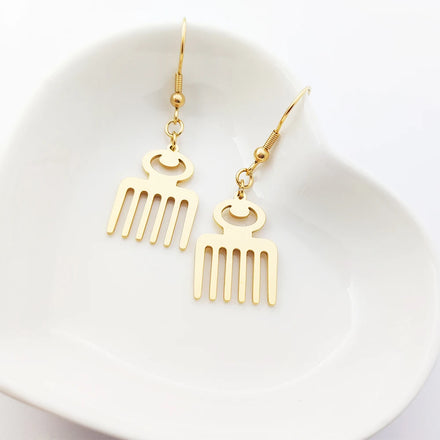 Africa Adinkra Duafe Earrings Ethnic Jewelry Stainless Steel Gold Plated Necklace African Cultural Symbol Adinkra Earrings