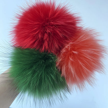 Ready to Ship Factory Wholesale Real Raccoon Fur Ball Accessories 15cm Fur Pom Poms for Hats