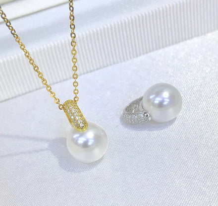 P1565 10-11mm DIY Natural Freshwater Pearl Charm Pendant Necklace Accessory 925 Sterling Silver Jewelry for Women Without Chain