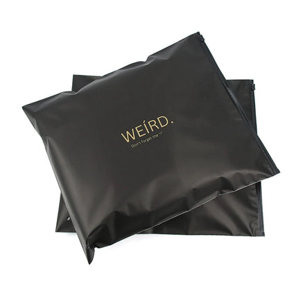 Custom Brand Printed Clothing Packaging Black Zipper Bag Golden Logo Waterproof Frosted Recyclable CPE Plastic Ziplock Shoes Fur
